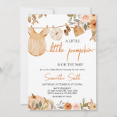 Autumn Floral Little Pumpkin Baby Shower Einladung (Vorderseite)