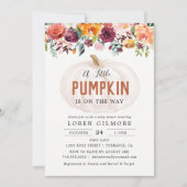 Autumn Floral Little Pumpkin Baby Shower Einladung (Vorderseite)