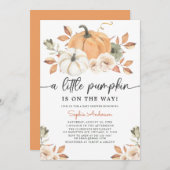 Autumn Floral Little Pumpkin Baby Shower Einladung (Vorne/Hinten)