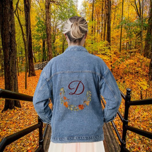 Autumn Floral Monogram Bachelorette Custom Initial Jeansjacke
