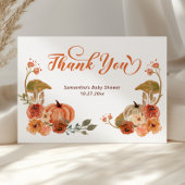 Autumn Floral Pumpkin Baby Shower Dankeskarte