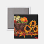 Autumn Floral Pumpkin Basket Magnet (Vorderseite/Rückseite)