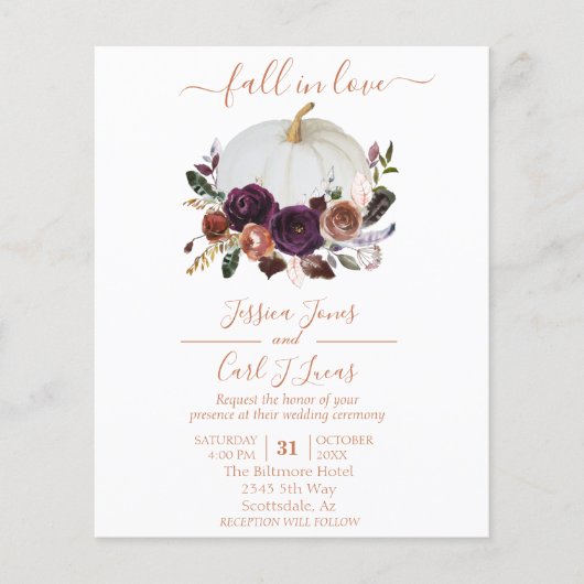 Autumn Floral Pumpkin Boho Wedding Fall (Vorderseite)