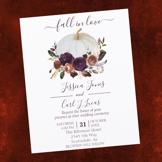 Autumn Floral Pumpkin Boho Wedding Fall