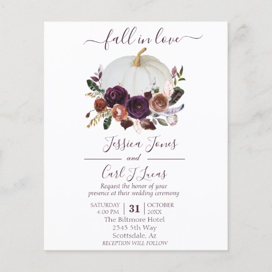 Autumn Floral Pumpkin Boho Wedding Fall (Vorderseite)
