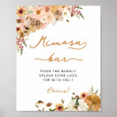 Autumn Floral Pumpkin Brautparty Mimosa Bar Poster (Vorne)