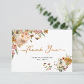 Autumn Floral Pumpkin Bridal Dankeschön Card Karte (Stehend Vorderseite)