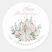 Autumn Floral Pumpkin Erntedank Runder Aufkleber (Vorderseite)