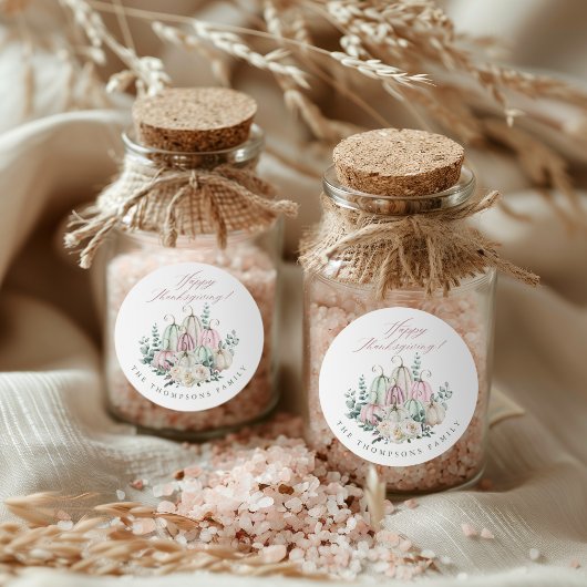 Autumn Floral Pumpkin Erntedank Runder Aufkleber