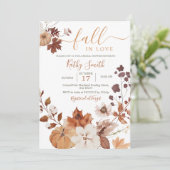 Autumn floral Pumpkin Fall In Love Einladung (Stehend Vorderseite)