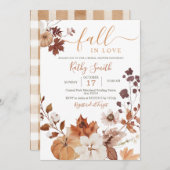 Autumn floral Pumpkin Fall In Love Einladung (Vorne/Hinten)