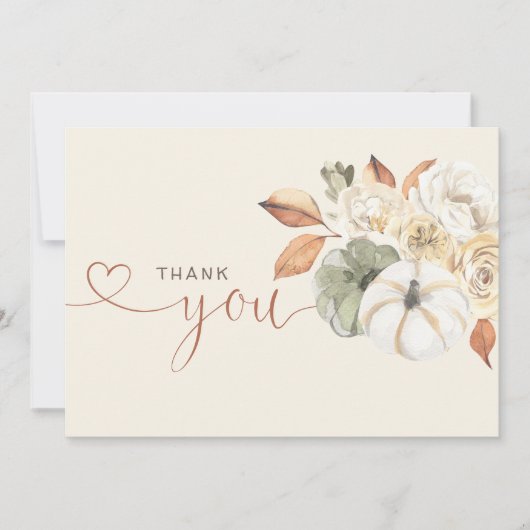 Autumn Floral Pumpkin Vielen Dank Dankeskarte (Vorderseite)