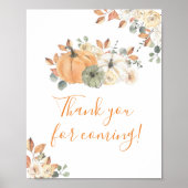 Autumn Floral Pumpkin Vielen Dank für Ihr Kommen Poster (Vorne)
