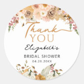Autumn Floral Pumpkin Vielen Dank Runder Aufkleber (Vorderseite)
