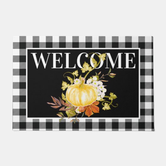 Autumn Floral Pumpkin Welcome Doormat Fußmatte (Vorderseite)