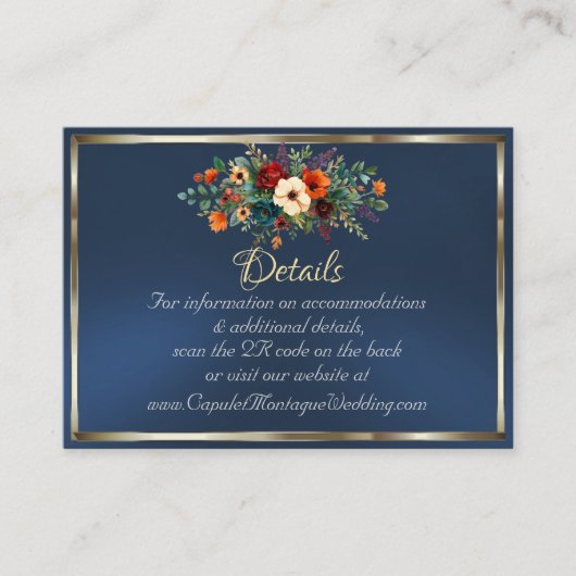 Autumn Floral, QR Code - Blue Begleitkarte (Vorderseite)