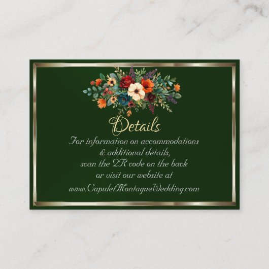 Autumn Floral, QR Code - Emerald Begleitkarte (Vorderseite)