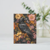 Autumn Floral Raven Crow Postkarte (Stehend Vorderseite)