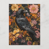 Autumn Floral Raven Crow Postkarte (Vorderseite)