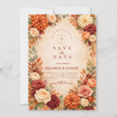 Autumn Floral Romance Wedding Save The Date (Vorderseite)