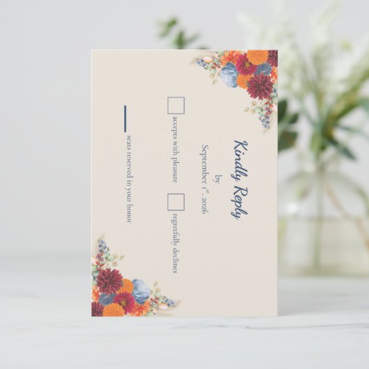 Autumn Floral RSVP Card (Stehend Vorderseite)