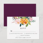 Autumn Floral RSVP Card Karte (Vorne/Hinten)