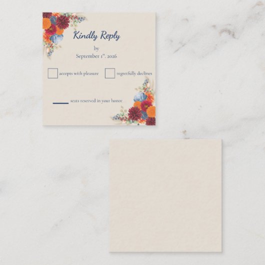 Autumn Floral RSVP Card Mitteilungskarte (Vorne/Hinten)