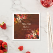 Autumn Floral Splendor Mr & Mrs Wedding Serviette (Beispiel)