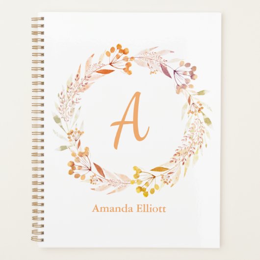 Autumn Floral Watercolor Boho Personalisiert Planer (Vorderseite)