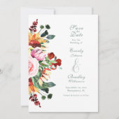 Autumn Floral Watercolor Save the Date Wedding Einladung (Vorderseite)