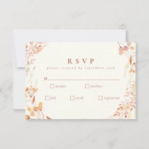 Autumn Floral Watercolor Wreath Boho Wedding RSVP Karte