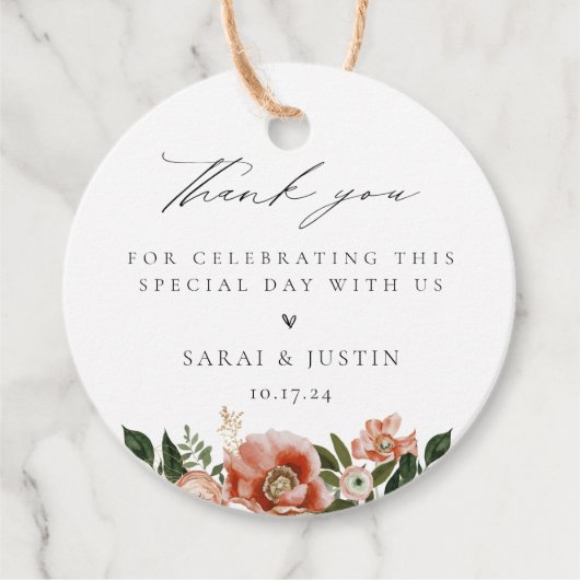 Autumn Floral Wedding Vielen Dank für Ihr Interess Geschenkanhänger (Vorderseite)