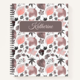 Autumn Floral with a custom name Pink Notizblock