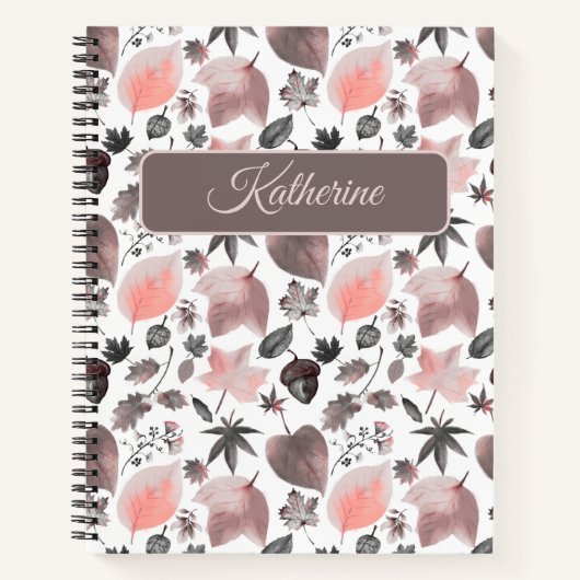 Autumn Floral with a custom name Pink Notizblock (Vorderseite)