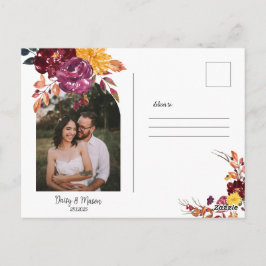 Autumn Floral with BoId watercolor bloom wedding Postkarte