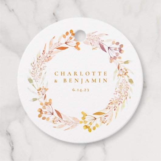 Autumn Floral Wreath Boho Custom Geschenkanhänger (Vorderseite)