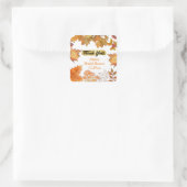 Autumn Floral Wreath Pumpkin Gold Danke für Ihre U Quadratischer Aufkleber (Tasche)