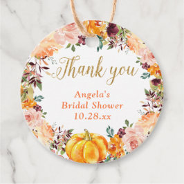 Autumn Floral Wreath Pumpkin Gold Vielen Dank Geschenkanhänger