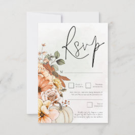 Autumn Florals Pumpkin Watercolor QR Code RSVP Karte