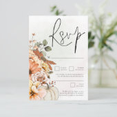 Autumn Florals Pumpkin Watercolor QR Code RSVP Karte (Stehend Vorderseite)