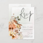 Autumn Florals Pumpkin Watercolor QR Code RSVP Karte (Vorne/Hinten)