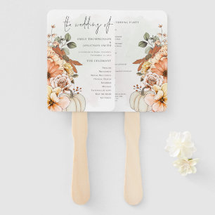 Autumn Florals Pumpkin Watercolor Wedding Program Fächer