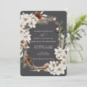 Autumn Flower Frame Wedding Invitation Einladung (Stehend Vorderseite)