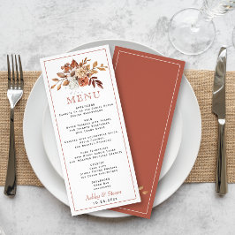 Autumn flowers, leaves border wedding menu card werbekarte