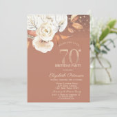 Autumn Flowers Lights Glitter 70th Birthday Einladung (Stehend Vorderseite)