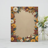 Autumn Flowers Stationery Paper Briefbogen (Stehend Vorderseite)