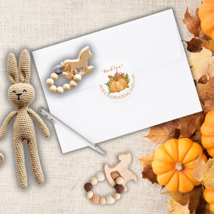 Autumn Foliage Pumpkin Fall Baby Showdusche Vielen Runder Aufkleber