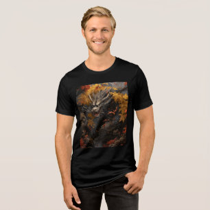 Autumn Forest Dragon with Maple Leaves Tri-Blend Shirt