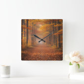 Autumn Forest Wall Clock - Cosy Nature Design Quadratische Wanduhr (Zuhause)