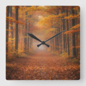 Autumn Forest Wall Clock - Cosy Nature Design Quadratische Wanduhr (Vorderseite)